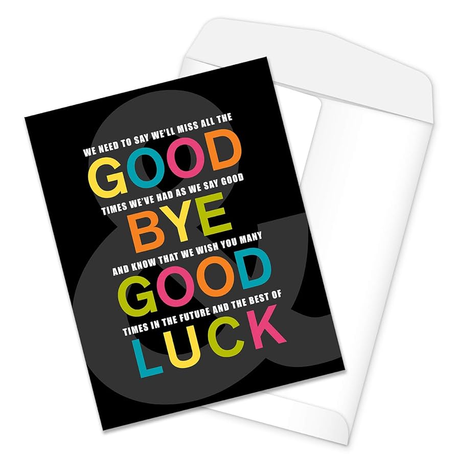 ♦︎ GOOD LUCK!! Amazon.com : Funny Going Away Card from Group / 8.5